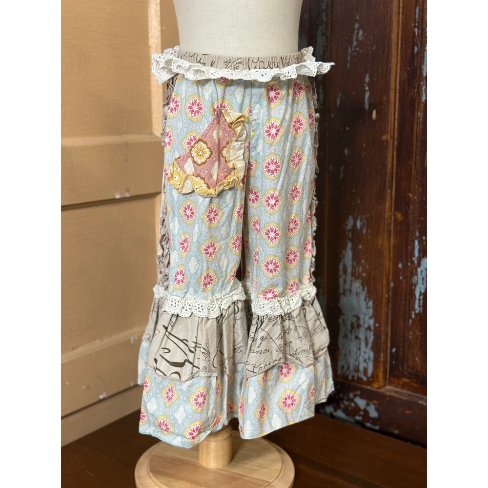 Mustard Pie Girls Size 6 Ruffle Tiered‎ Pants Mixed Print Floral Boho Boutique